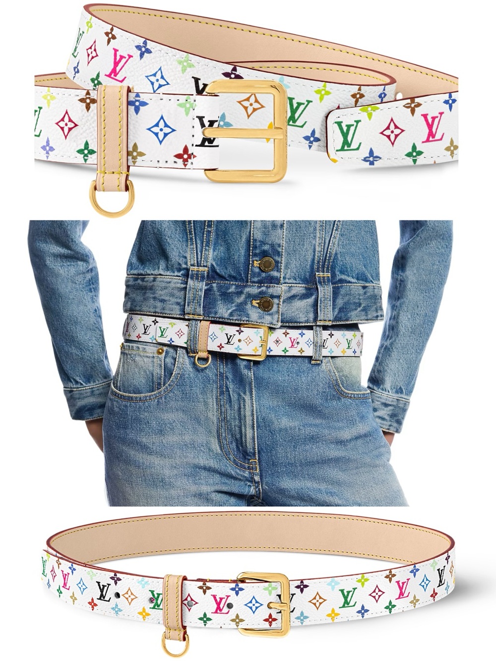 NWT Louis Vuitton x Takashi Murakami - LV D-Ring 30mm belt, size 80cm (32 in)